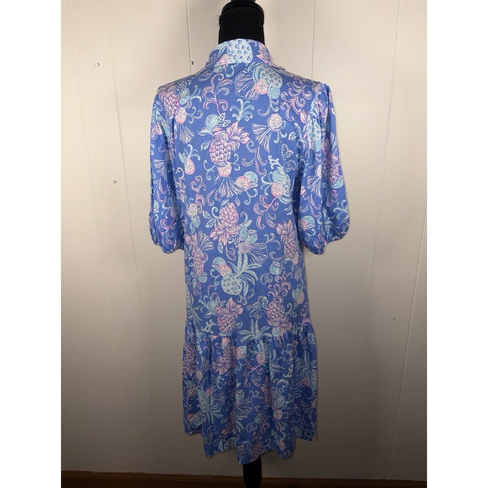 Lilly Pulitzer Bingley Citrus Crush Dress Cotton Blue Preppy Resort Size L - Picture 3 of 10